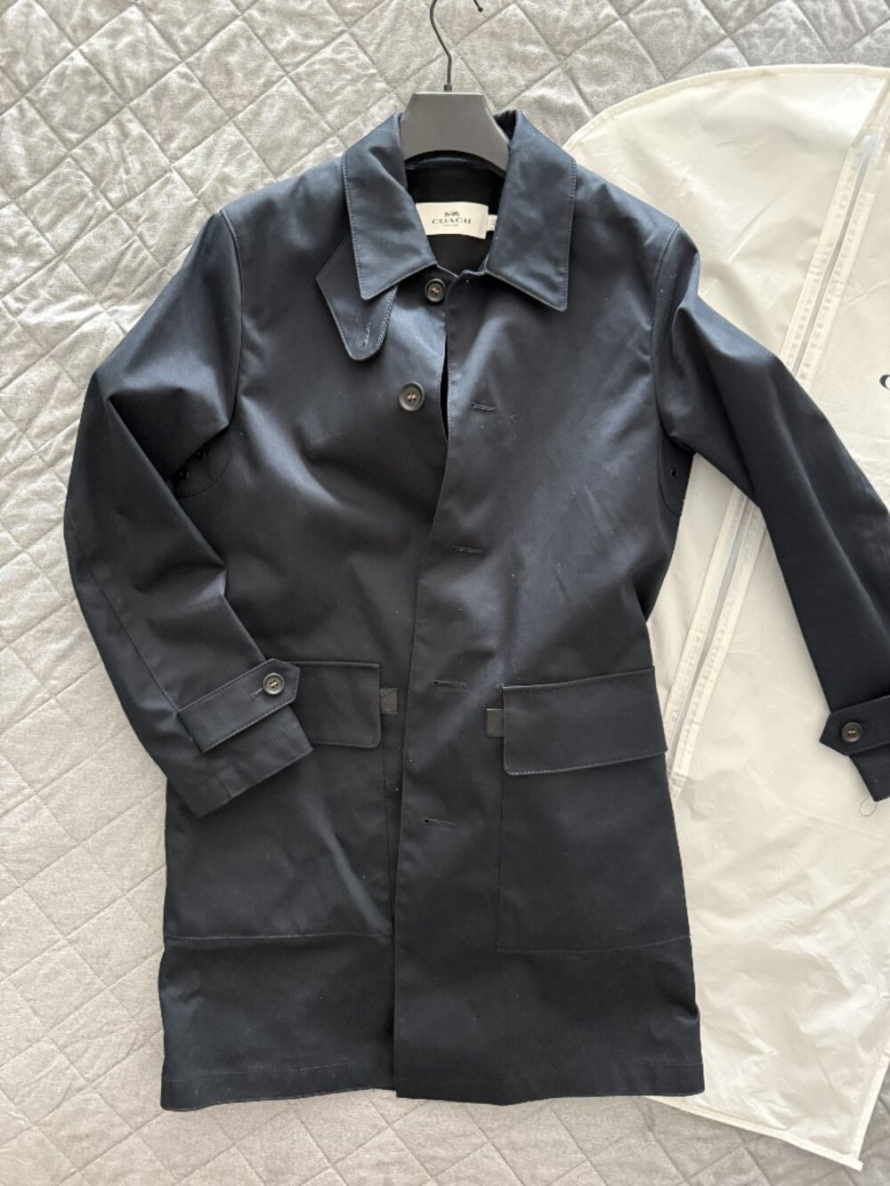 COACH - NWT COMMUTER TRENCH COAT NAVY (MEN XS)
